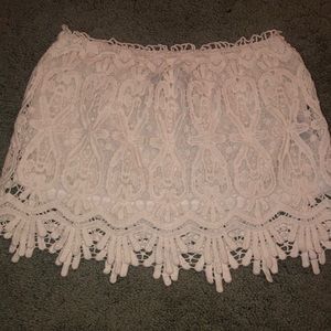 Stretchy crochet white mini skirt